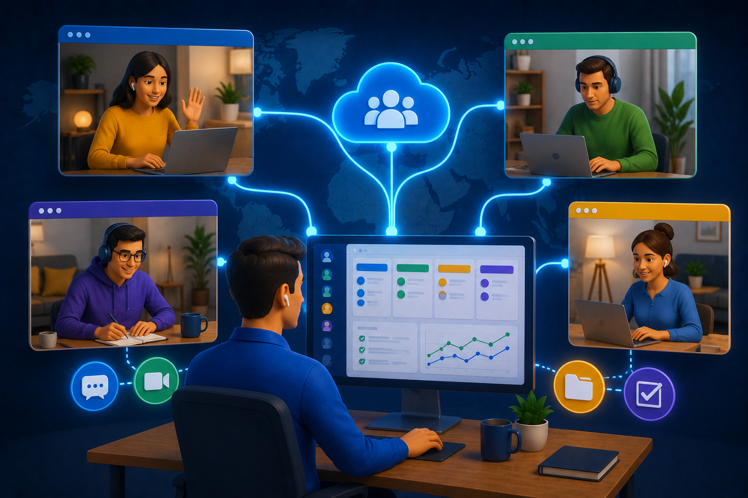 Como organizar equipes híbridas ou remotas usando o Bitrix24